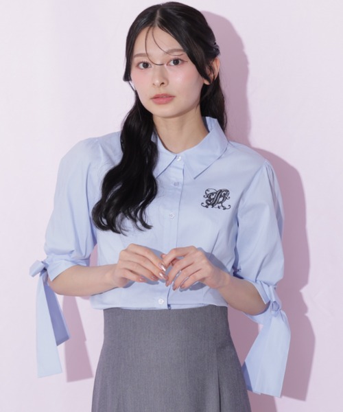 JILL by JILL STUART(ジルバイジルスチュアート)の「袖リボンブラウス(シャツ/ブラウス・レディース・ブルー系その他/ブルー/ベージュ系その他・FREE)」の8枚目の写真