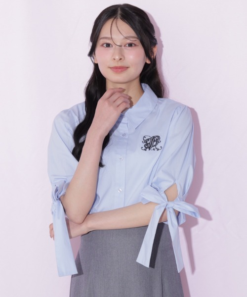 JILL by JILL STUART(ジルバイジルスチュアート)の「袖リボンブラウス(シャツ/ブラウス・レディース・ブルー系その他/ブルー/ベージュ系その他・FREE)」の9枚目の写真