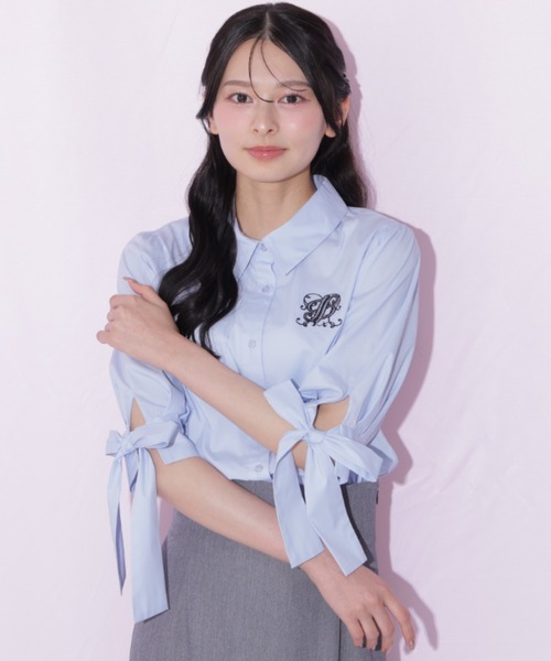 JILL by JILL STUART(ジルバイジルスチュアート)の「袖リボンブラウス(シャツ/ブラウス・レディース・ブルー系その他/ブルー/ベージュ系その他・FREE)」の10枚目の写真
