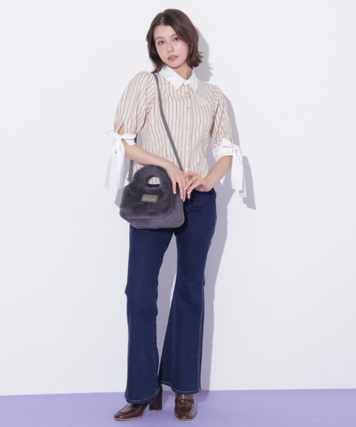 JILL by JILL STUART(ジルバイジルスチュアート)の「袖リボンブラウス(シャツ/ブラウス・レディース・ブルー系その他/ブルー/ベージュ系その他・FREE)」の5枚目の写真