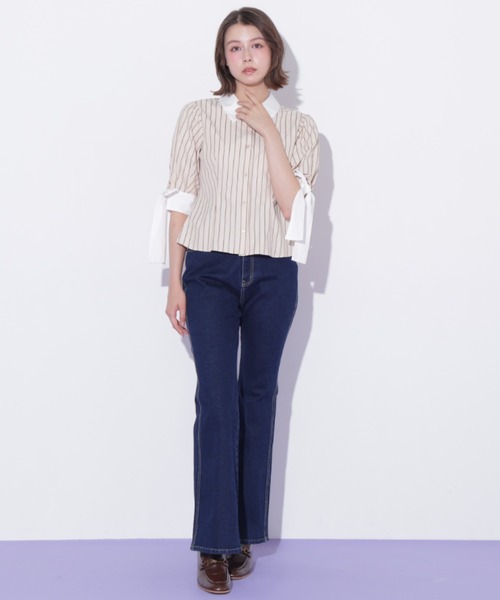 JILL by JILL STUART(ジルバイジルスチュアート)の「袖リボンブラウス(シャツ/ブラウス・レディース・ブルー系その他/ブルー/ベージュ系その他・FREE)」の7枚目の写真