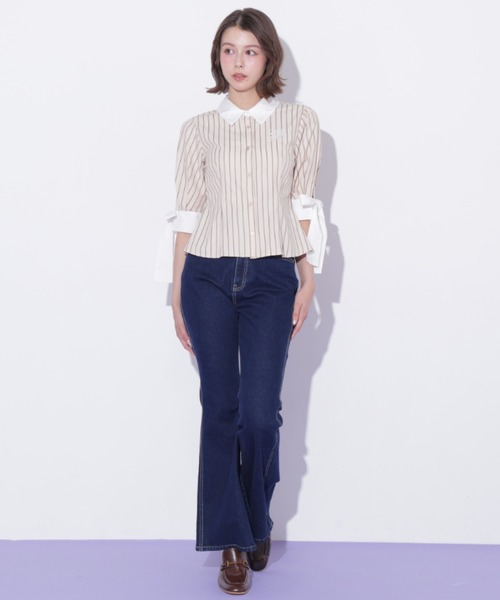 JILL by JILL STUART(ジルバイジルスチュアート)の「袖リボンブラウス(シャツ/ブラウス・レディース・ブルー系その他/ブルー/ベージュ系その他・FREE)」の6枚目の写真