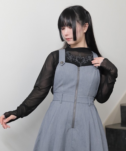 NIBBLE POISON(ニブルポイズン)の「ハートローズシアートップス(Tシャツ/カットソー・レディース・ワイン/ブラック・MEDIUM)」の9枚目の写真