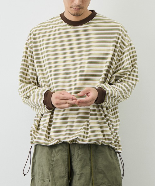 is-ness(イズネス)の「【is-ness/イズネス】Balloon Border Long-sleeve T-Shirt(Tシャツ/カットソー・メンズ・サックスブルー/ブラウン/ブルー・L/M)」の2枚目の写真