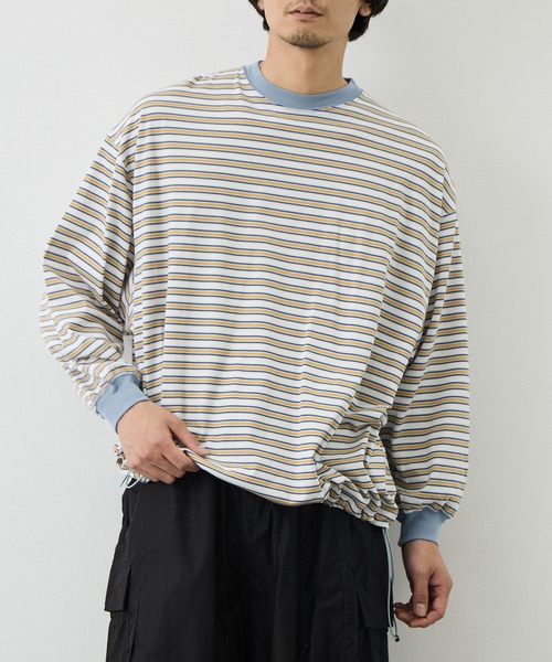is-ness(イズネス)の「【is-ness/イズネス】Balloon Border Long-sleeve T-Shirt(Tシャツ/カットソー・メンズ・サックスブルー/ブラウン/ブルー・L/M)」の3枚目の写真