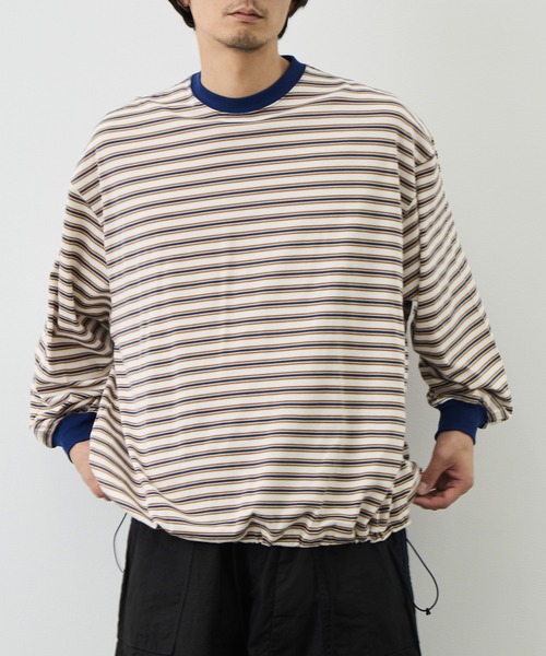 is-ness(イズネス)の「【is-ness/イズネス】Balloon Border Long-sleeve T-Shirt(Tシャツ/カットソー・メンズ・サックスブルー/ブラウン/ブルー・L/M)」の4枚目の写真