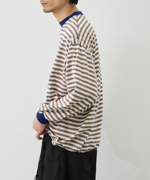 is-ness(イズネス)の「【is-ness/イズネス】Balloon Border Long-sleeve T-Shirt(Tシャツ/カットソー・メンズ・サックスブルー/ブラウン/ブルー・L/M)」の5枚目の写真