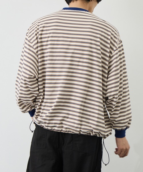 is-ness(イズネス)の「【is-ness/イズネス】Balloon Border Long-sleeve T-Shirt(Tシャツ/カットソー・メンズ・サックスブルー/ブラウン/ブルー・L/M)」の6枚目の写真