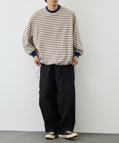 is-ness(イズネス)の「【is-ness/イズネス】Balloon Border Long-sleeve T-Shirt(Tシャツ/カットソー・メンズ・サックスブルー/ブラウン/ブルー・L/M)」の7枚目の写真