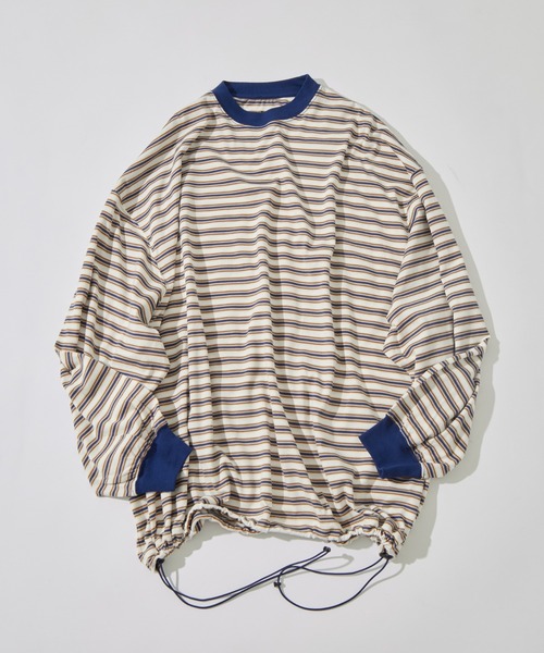 is-ness(イズネス)の「【is-ness/イズネス】Balloon Border Long-sleeve T-Shirt(Tシャツ/カットソー・メンズ・サックスブルー/ブラウン/ブルー・L/M)」の8枚目の写真