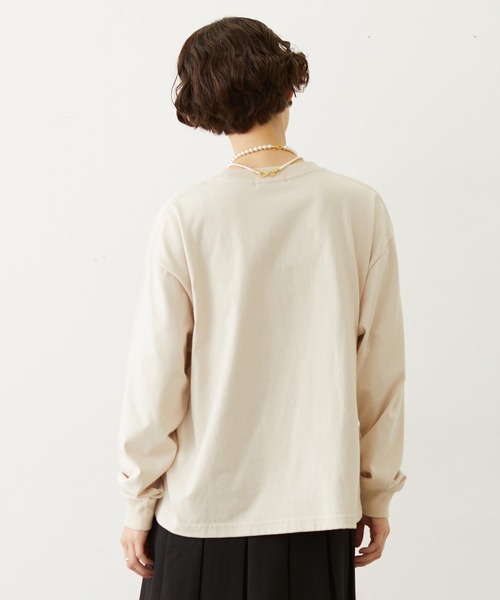 MILKFED.（ミルクフェド）の「LOGO FLOCK PRINT L/S TEE（Tシャツ/カットソー・レディース・ブラック/オフホワイト/オレンジ・M/L）」の4枚目の写真