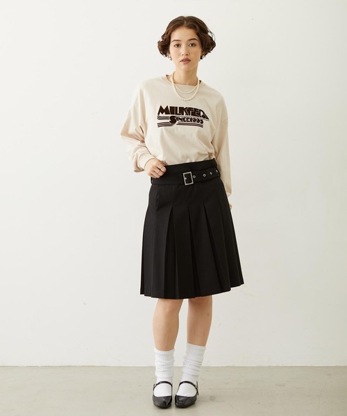 MILKFED.（ミルクフェド）の「LOGO FLOCK PRINT L/S TEE（Tシャツ/カットソー・レディース・ブラック/オフホワイト/オレンジ・M/L）」の8枚目の写真
