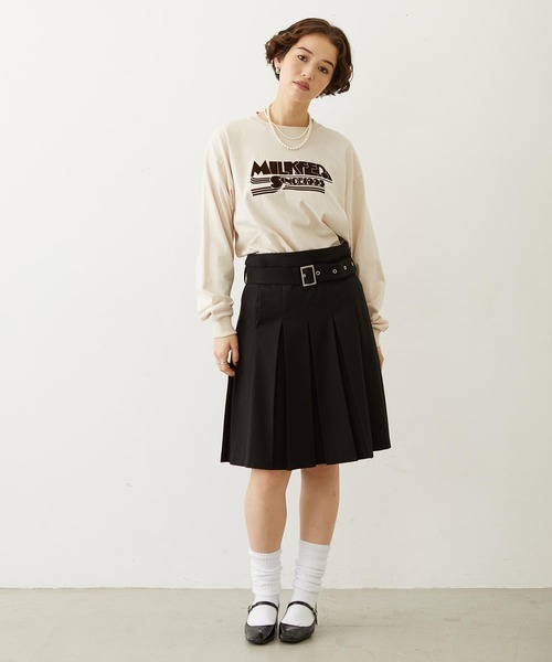 MILKFED.（ミルクフェド）の「LOGO FLOCK PRINT L/S TEE（Tシャツ/カットソー・レディース・ブラック/オフホワイト/オレンジ・M/L）」の9枚目の写真