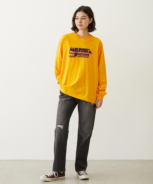 MILKFED.（ミルクフェド）の「LOGO FLOCK PRINT L/S TEE（Tシャツ/カットソー・レディース・ブラック/オフホワイト/オレンジ・M/L）」の22枚目の写真