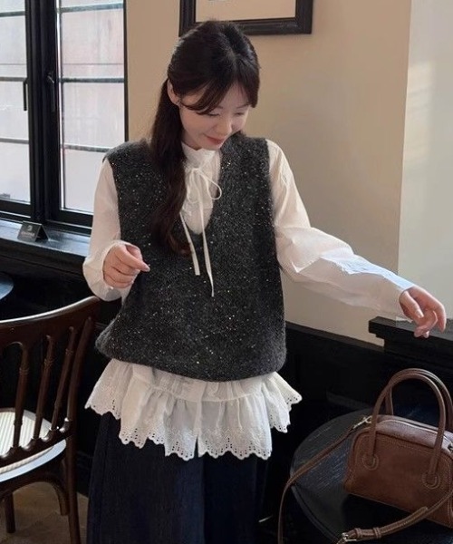SHERU(シェル)の「アンティークスタンドカラーフリルブラウス(シャツ/ブラウス・レディース・ホワイト・M)」の12枚目の写真