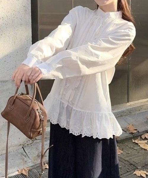 SHERU(シェル)の「アンティークスタンドカラーフリルブラウス(シャツ/ブラウス・レディース・ホワイト・M)」の10枚目の写真