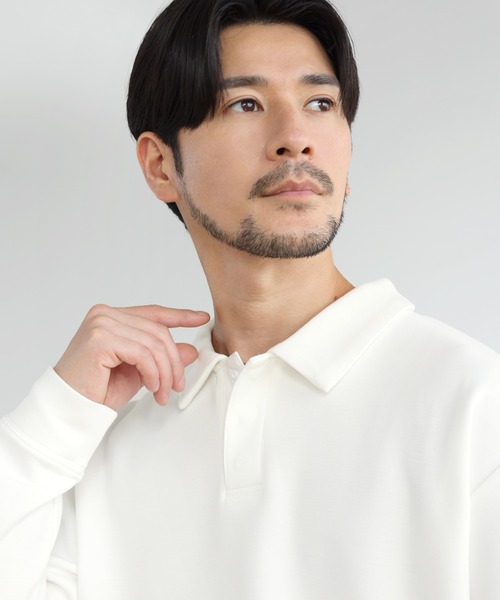 SPU（スプ）の「【セットアップ対応】 防シワ・抗ピリング・ウォッシャブル機能性ハイポンチ長袖スナップボタンポロシャツ（ポロシャツ・メンズ・杢グレー/チャコール/ブラック/ホワイト/ネイビー・S/M/L/XL）」の7枚目の写真