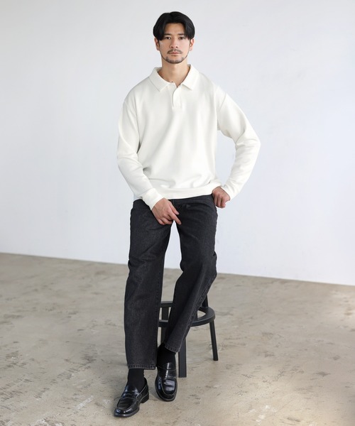 SPU（スプ）の「【セットアップ対応】 防シワ・抗ピリング・ウォッシャブル機能性ハイポンチ長袖スナップボタンポロシャツ（ポロシャツ・メンズ・杢グレー/チャコール/ブラック/ホワイト/ネイビー・S/M/L/XL）」の8枚目の写真