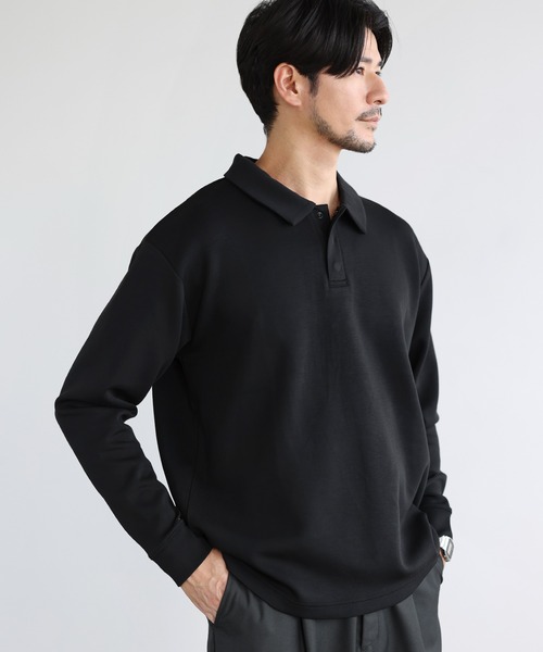 SPU（スプ）の「【セットアップ対応】 防シワ・抗ピリング・ウォッシャブル機能性ハイポンチ長袖スナップボタンポロシャツ（ポロシャツ・メンズ・杢グレー/チャコール/ブラック/ホワイト/ネイビー・S/M/L/XL）」の11枚目の写真