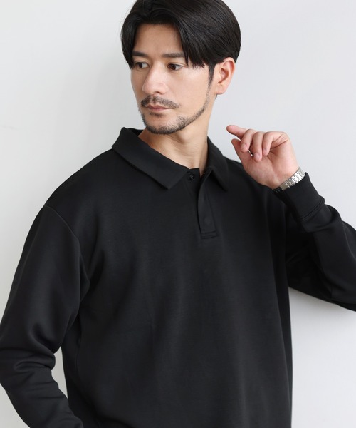SPU（スプ）の「【セットアップ対応】 防シワ・抗ピリング・ウォッシャブル機能性ハイポンチ長袖スナップボタンポロシャツ（ポロシャツ・メンズ・杢グレー/チャコール/ブラック/ホワイト/ネイビー・S/M/L/XL）」の12枚目の写真