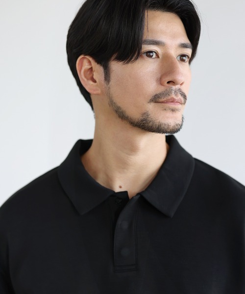 SPU（スプ）の「【セットアップ対応】 防シワ・抗ピリング・ウォッシャブル機能性ハイポンチ長袖スナップボタンポロシャツ（ポロシャツ・メンズ・杢グレー/チャコール/ブラック/ホワイト/ネイビー・S/M/L/XL）」の13枚目の写真
