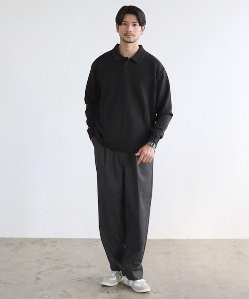 SPU（スプ）の「【セットアップ対応】 防シワ・抗ピリング・ウォッシャブル機能性ハイポンチ長袖スナップボタンポロシャツ（ポロシャツ・メンズ・杢グレー/チャコール/ブラック/ホワイト/ネイビー・S/M/L/XL）」の14枚目の写真