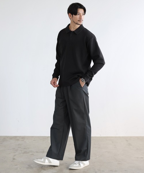 SPU（スプ）の「【セットアップ対応】 防シワ・抗ピリング・ウォッシャブル機能性ハイポンチ長袖スナップボタンポロシャツ（ポロシャツ・メンズ・杢グレー/チャコール/ブラック/ホワイト/ネイビー・S/M/L/XL）」の15枚目の写真