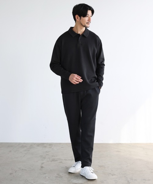 SPU（スプ）の「【セットアップ対応】 防シワ・抗ピリング・ウォッシャブル機能性ハイポンチ長袖スナップボタンポロシャツ（ポロシャツ・メンズ・杢グレー/チャコール/ブラック/ホワイト/ネイビー・S/M/L/XL）」の16枚目の写真