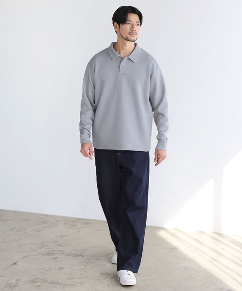 SPU（スプ）の「【セットアップ対応】 防シワ・抗ピリング・ウォッシャブル機能性ハイポンチ長袖スナップボタンポロシャツ（ポロシャツ・メンズ・杢グレー/チャコール/ブラック/ホワイト/ネイビー・S/M/L/XL）」の19枚目の写真