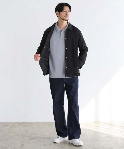 SPU（スプ）の「【セットアップ対応】 防シワ・抗ピリング・ウォッシャブル機能性ハイポンチ長袖スナップボタンポロシャツ（ポロシャツ・メンズ・杢グレー/チャコール/ブラック/ホワイト/ネイビー・S/M/L/XL）」の22枚目の写真