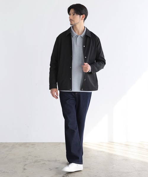 SPU（スプ）の「【セットアップ対応】 防シワ・抗ピリング・ウォッシャブル機能性ハイポンチ長袖スナップボタンポロシャツ（ポロシャツ・メンズ・杢グレー/チャコール/ブラック/ホワイト/ネイビー・S/M/L/XL）」の21枚目の写真