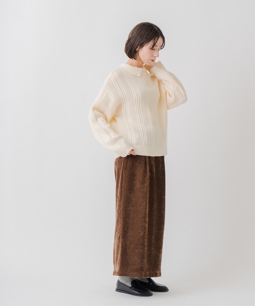 Kelen（ケレン）の「「KELEN / ケレン」2WAYカラー7Gニット（ニット/セーター・レディース・オフホワイト/グレー/ブラック・FREE）」の16枚目の写真
