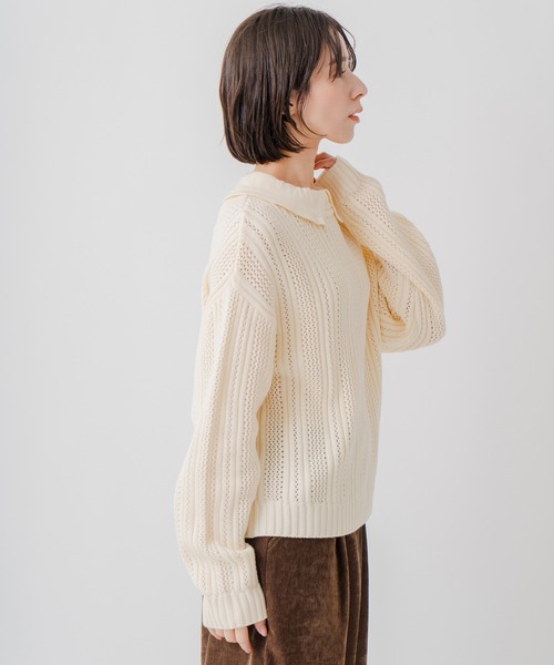 Kelen（ケレン）の「「KELEN / ケレン」2WAYカラー7Gニット（ニット/セーター・レディース・オフホワイト/グレー/ブラック・FREE）」の17枚目の写真