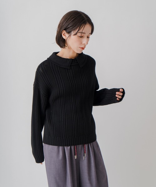 Kelen（ケレン）の「「KELEN / ケレン」2WAYカラー7Gニット（ニット/セーター・レディース・オフホワイト/グレー/ブラック・FREE）」の21枚目の写真