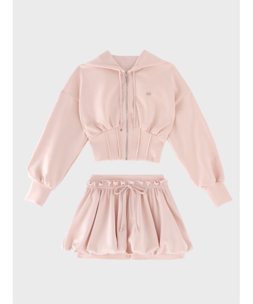 M me eme(エムミーエメ)の「Hoodie shape smooth setup(eme10869)(セットアップ・レディース・グレー/ピンク/ホワイト・FREE/XS)」の6枚目の写真