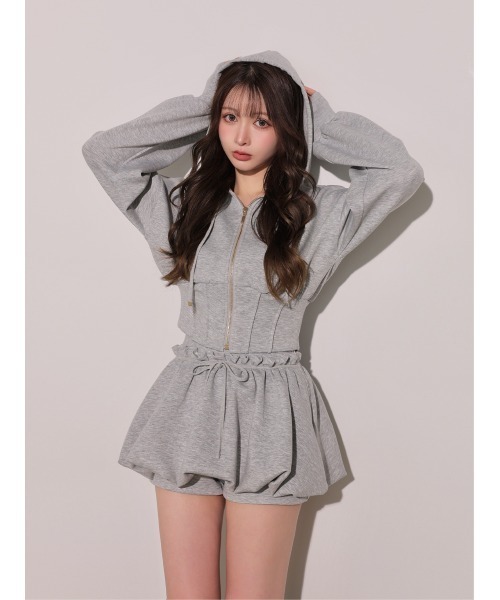 M me eme(エムミーエメ)の「Hoodie shape smooth setup(eme10869)(セットアップ・レディース・グレー/ピンク/ホワイト・FREE/XS)」の9枚目の写真