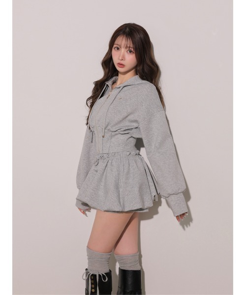 M me eme(エムミーエメ)の「Hoodie shape smooth setup(eme10869)(セットアップ・レディース・グレー/ピンク/ホワイト・FREE/XS)」の10枚目の写真