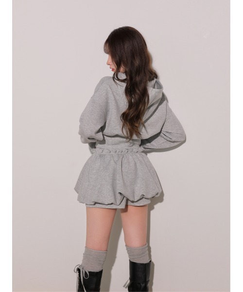 M me eme(エムミーエメ)の「Hoodie shape smooth setup(eme10869)(セットアップ・レディース・グレー/ピンク/ホワイト・FREE/XS)」の12枚目の写真
