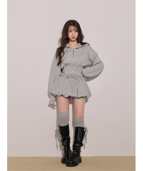 M me eme(エムミーエメ)の「Hoodie shape smooth setup(eme10869)(セットアップ・レディース・グレー/ピンク/ホワイト・FREE/XS)」の13枚目の写真
