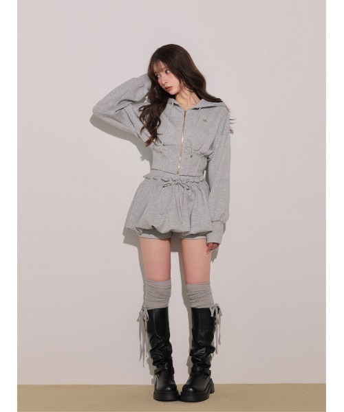 M me eme(エムミーエメ)の「Hoodie shape smooth setup(eme10869)(セットアップ・レディース・グレー/ピンク/ホワイト・FREE/XS)」の15枚目の写真