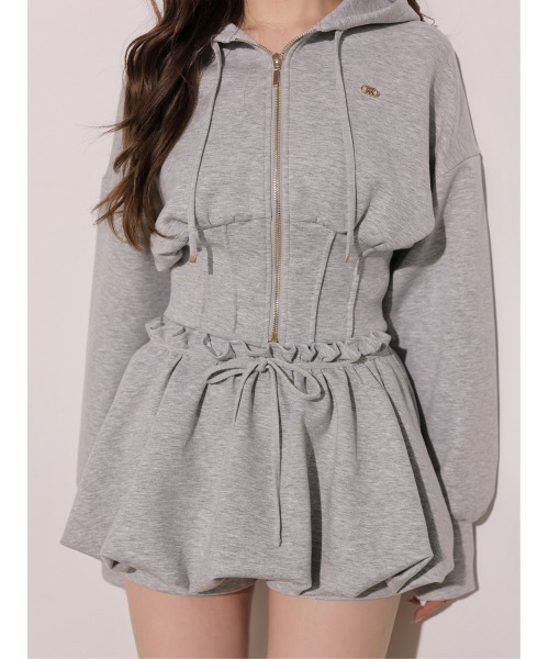 M me eme(エムミーエメ)の「Hoodie shape smooth setup(eme10869)(セットアップ・レディース・グレー/ピンク/ホワイト・FREE/XS)」の17枚目の写真