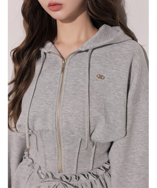 M me eme(エムミーエメ)の「Hoodie shape smooth setup(eme10869)(セットアップ・レディース・グレー/ピンク/ホワイト・FREE/XS)」の16枚目の写真