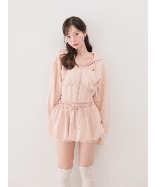 M me eme(エムミーエメ)の「Hoodie shape smooth setup(eme10869)(セットアップ・レディース・グレー/ピンク/ホワイト・FREE/XS)」の20枚目の写真