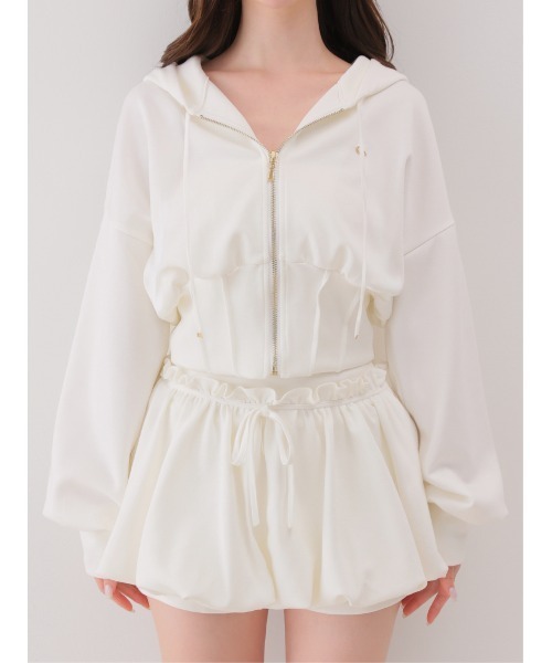 M me eme(エムミーエメ)の「Hoodie shape smooth setup(eme10869)(セットアップ・レディース・グレー/ピンク/ホワイト・FREE/XS)」の22枚目の写真