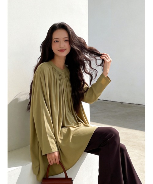 Sew loop(ソーループ)の「長袖ロング丈ギャザーたっぷりブラウス(シャツ/ブラウス・レディース・テラコッタ/マスタード/ライトグリーン/ライトブラウン・FREE)」の19枚目の写真