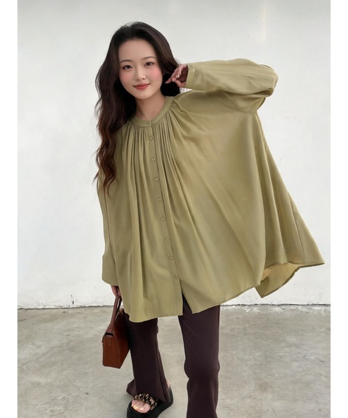 Sew loop(ソーループ)の「長袖ロング丈ギャザーたっぷりブラウス(シャツ/ブラウス・レディース・テラコッタ/マスタード/ライトグリーン/ライトブラウン・FREE)」の20枚目の写真