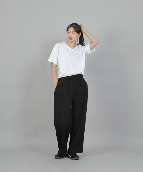SAINTCREW(セントクルー)の「ソフトバンディングワイドパンツ ESB-384 ブラックブラック(スウェットパンツ・レディース・その他・FREE)」の4枚目の写真