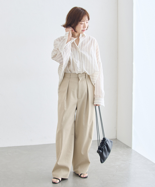 journal standard L'essage（ジャーナルスタンダードレサージュ）の「《追加》FABRICA ワイドシャツ（シャツ/ブラウス・レディース・ホワイト/サックスブルー・FREE）」の3枚目の写真