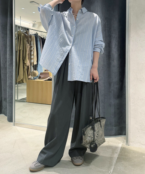 journal standard L'essage（ジャーナルスタンダードレサージュ）の「《追加》FABRICA ワイドシャツ（シャツ/ブラウス・レディース・ホワイト/サックスブルー・FREE）」の4枚目の写真