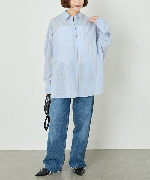 journal standard L'essage（ジャーナルスタンダードレサージュ）の「《追加》FABRICA ワイドシャツ（シャツ/ブラウス・レディース・ホワイト/サックスブルー・FREE）」の5枚目の写真